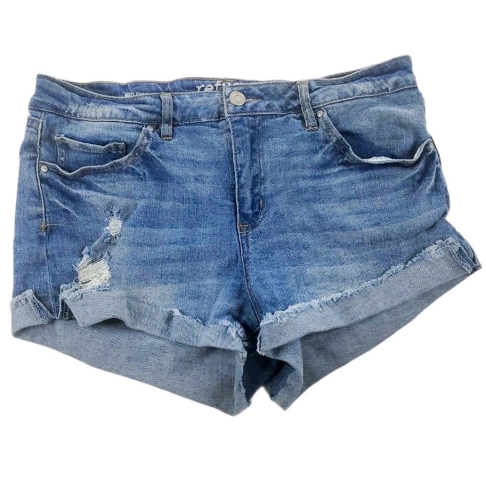 Refuge By Charlotte Russe Women's Denim Shorts Distressed Cut Off Sz 10 Mid Rise